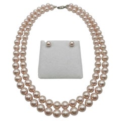 Double-Strand Akoya Pearl Necklace and Earring Set