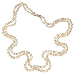 Double Strand Akoya Pearl Necklace Lavish Midcentury