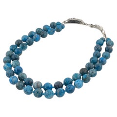 Double Strand Apatite Necklace with Sterling Silver Art Nouveau Clasp