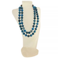 Collana a doppio filo di apatite con chiusura liberty in argento sterling