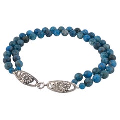 Double Strand Apatite Necklace with Sterling Silver Art Nouveau Clasp