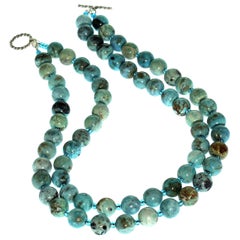 Gemjunky Double Strand Blue Opal and Czech Bead Necklace