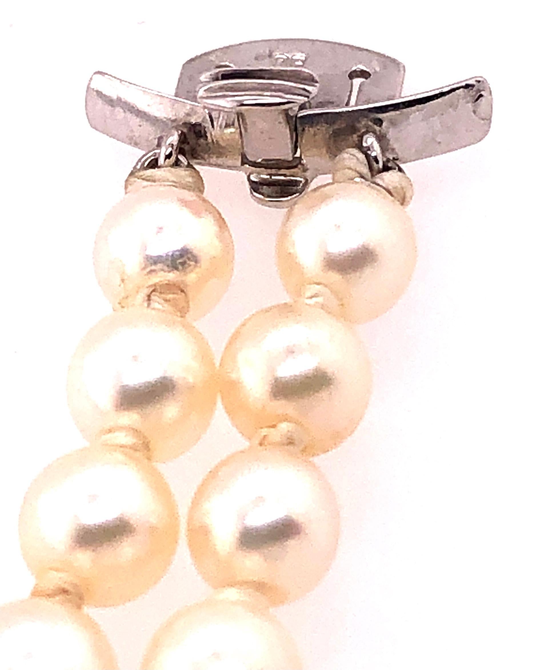 Double Strand Cultured Pearl & Diamond Bracelet, Large Diamond Pendant 1.20 TDW For Sale 5