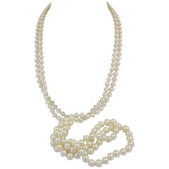 Collier de perles de culture à double rang avec fermoir en diamants