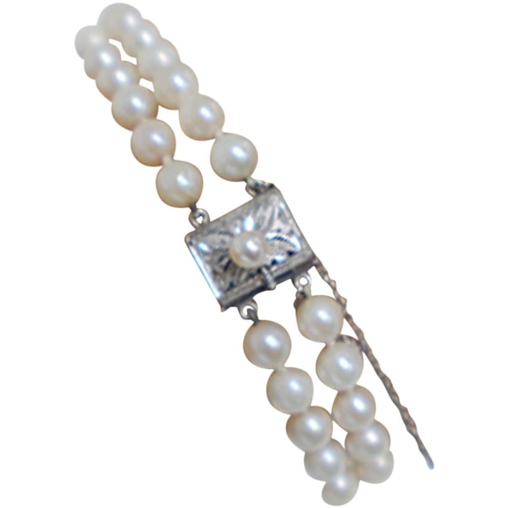 Double Strand Cultured Pearls Bracelet Luxurious Pearl AA Quality
