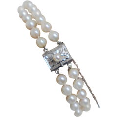 Double Strand Cultured Pearls Bracelet Luxurious Pearl AA Quality