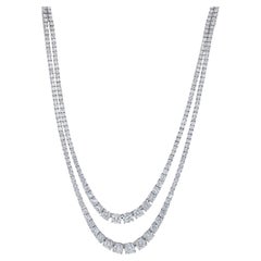 Doppelreihige Diamant-Tennis-Halskette 9,85 Karat 18K Gold