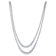 Doppelreihige Diamant-Tennis-Halskette 9,85 Karat 18K Gold