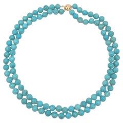 Double Strand Kingman Turquoise 8mm Strand of Beads Necklace