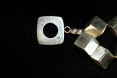 Double Strand Multi Cube 950 Silver Necklace