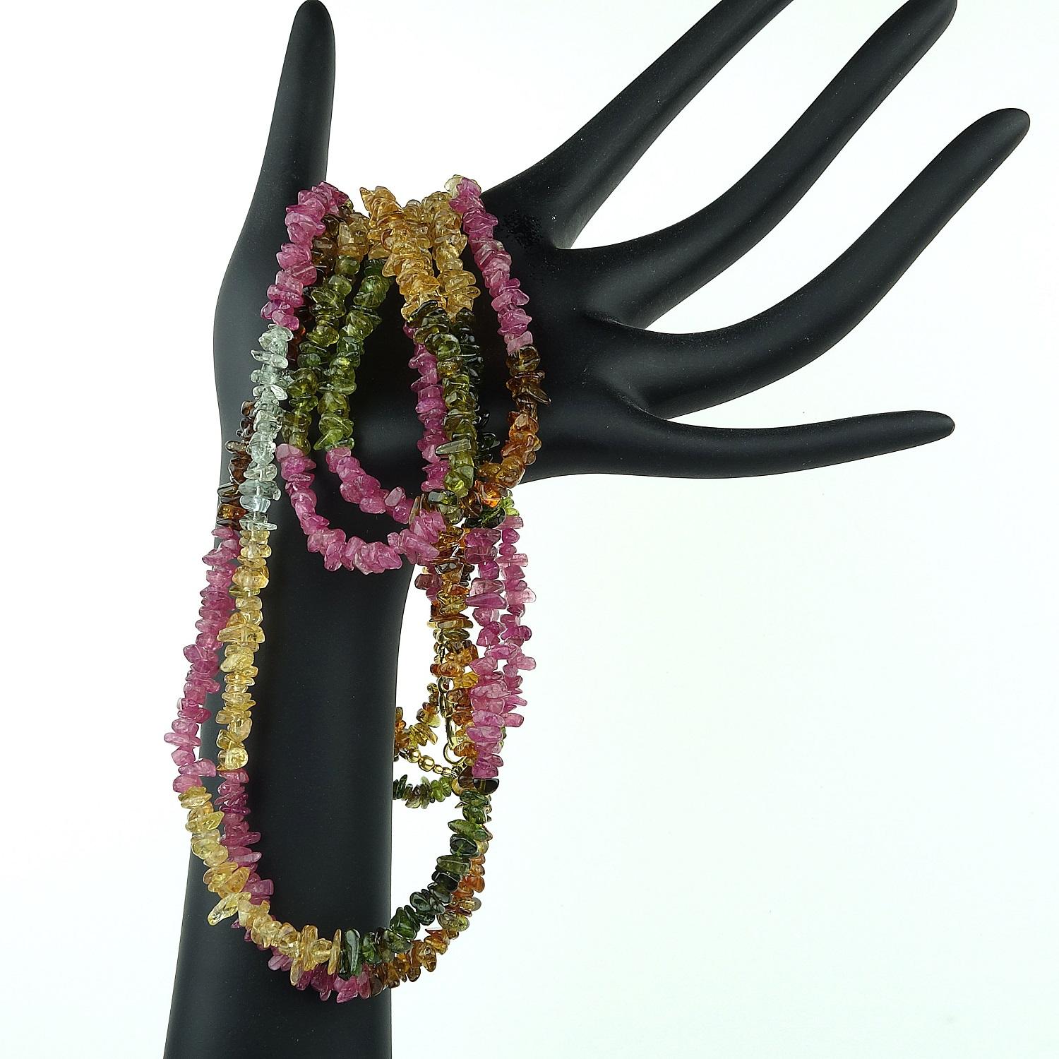AJD Double-Strand Necklace of Sparkling Multi-Color Tourmaline In New Condition In Raleigh, NC
