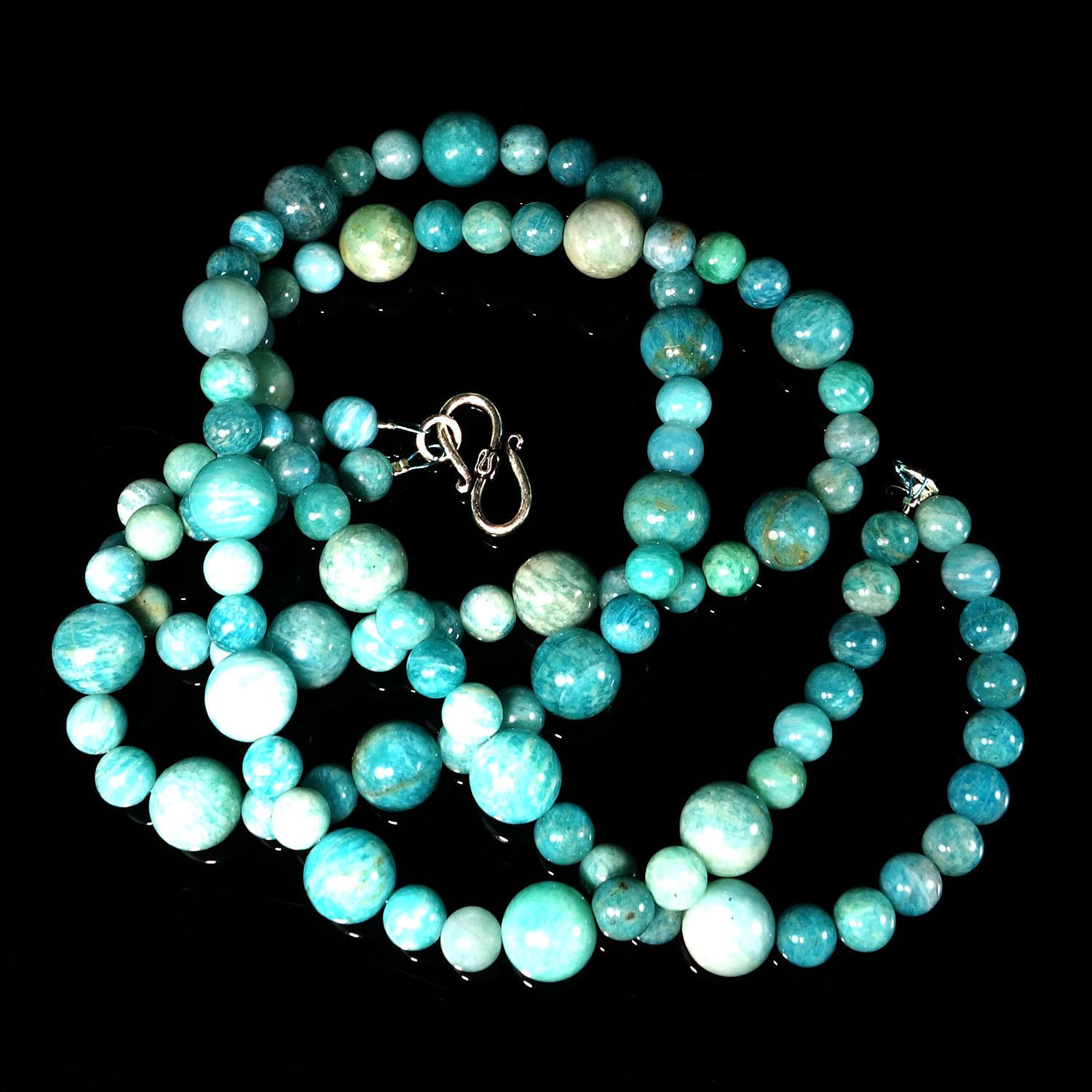 Gemjunky Double Strand Necklace of Polished Opaque Amazonite 2