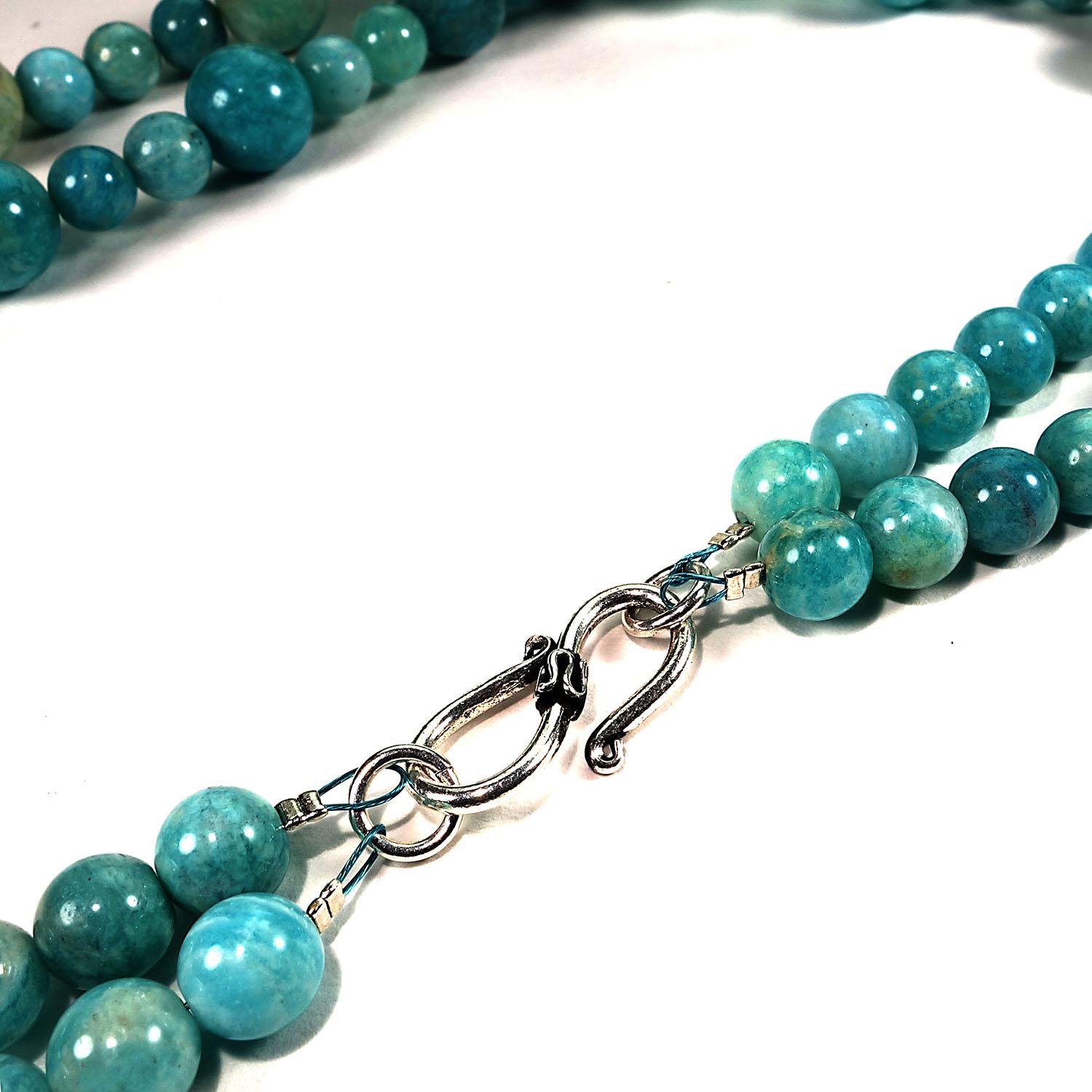 Gemjunky Double Strand Necklace of Polished Opaque Amazonite 3