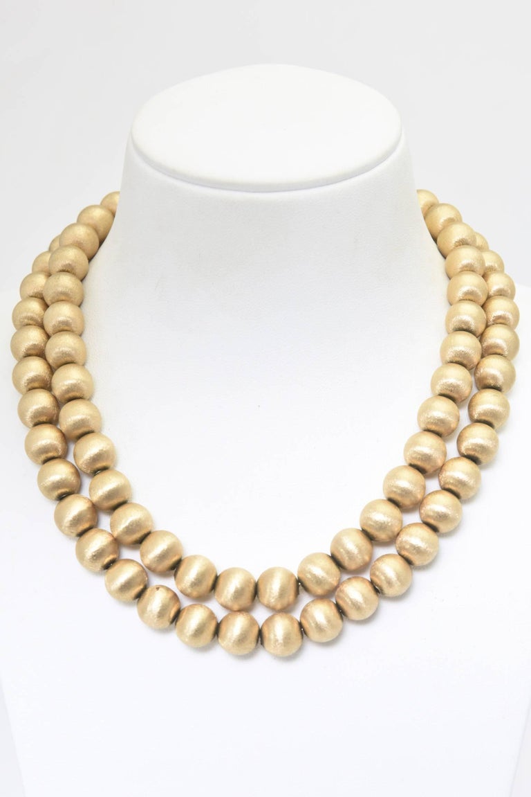 Double Strand of Florentine Finish Gold Bead Necklace at 1stDibs | gold ...