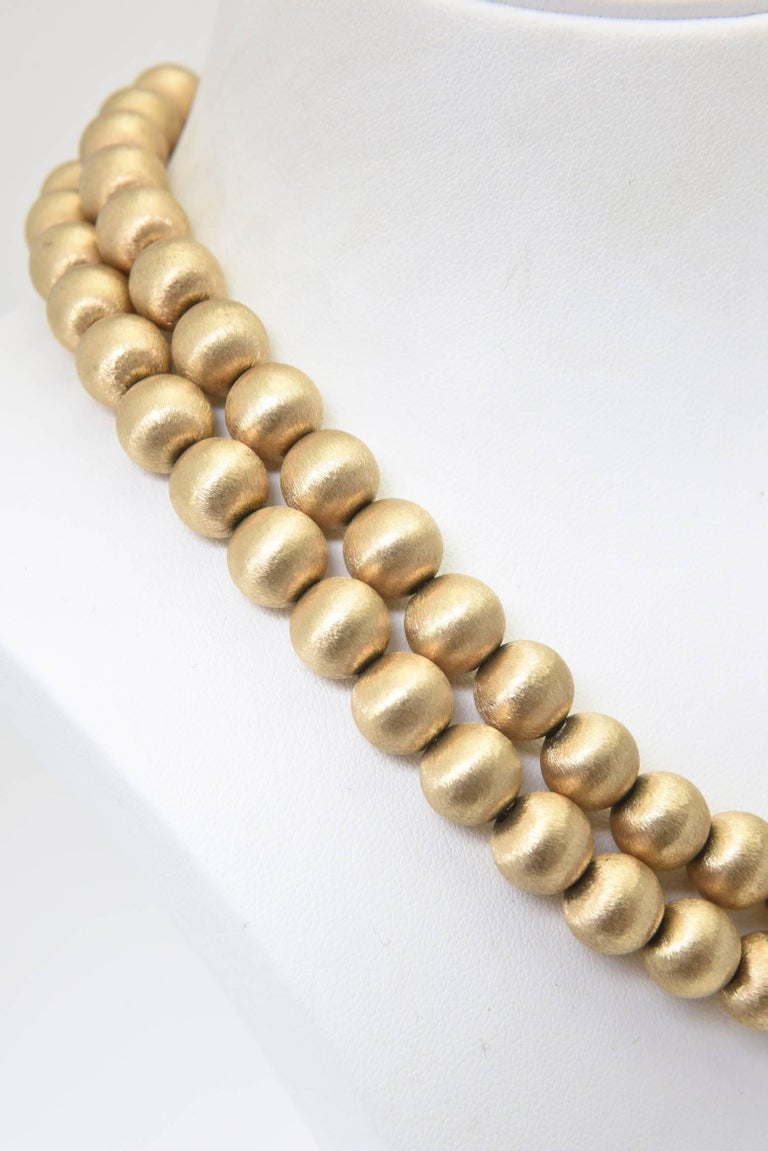 Double Strand of Florentine Finish Gold Bead Necklace at 1stDibs gold