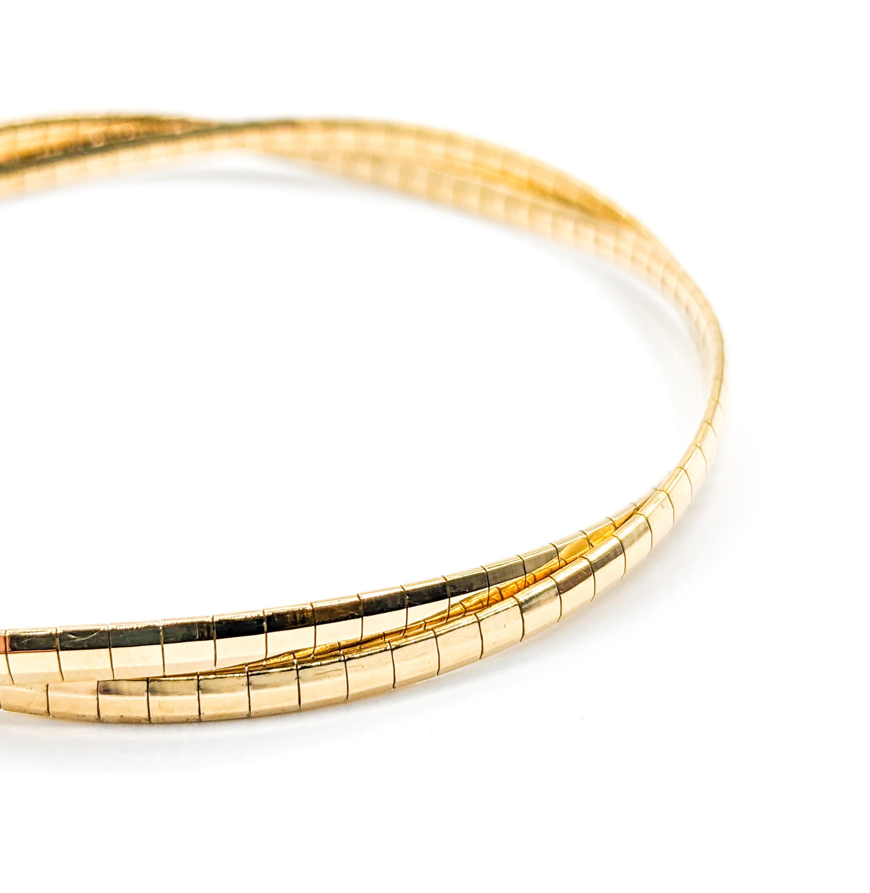 Women's Double Strand Omega Bracelet in Yellow Gold  For Sale