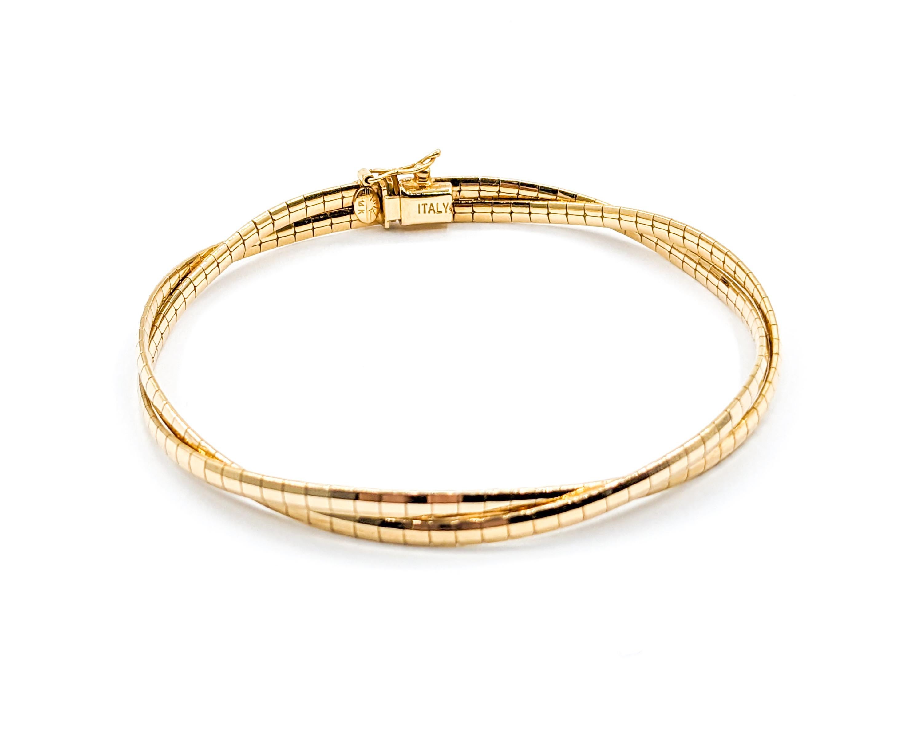 Double Strand Omega Bracelet in Yellow Gold  For Sale 2