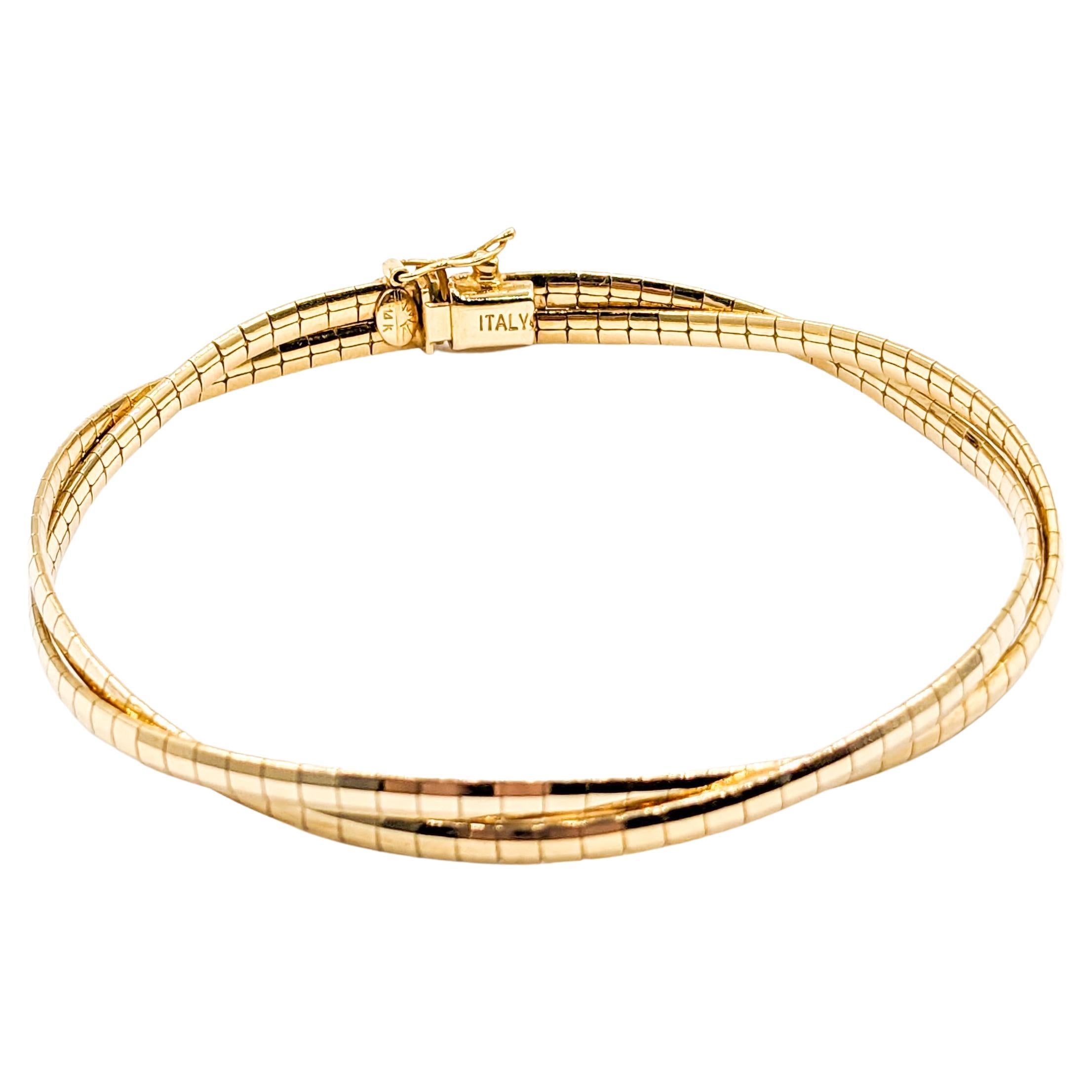 Double Strand Omega Bracelet in Yellow Gold  For Sale