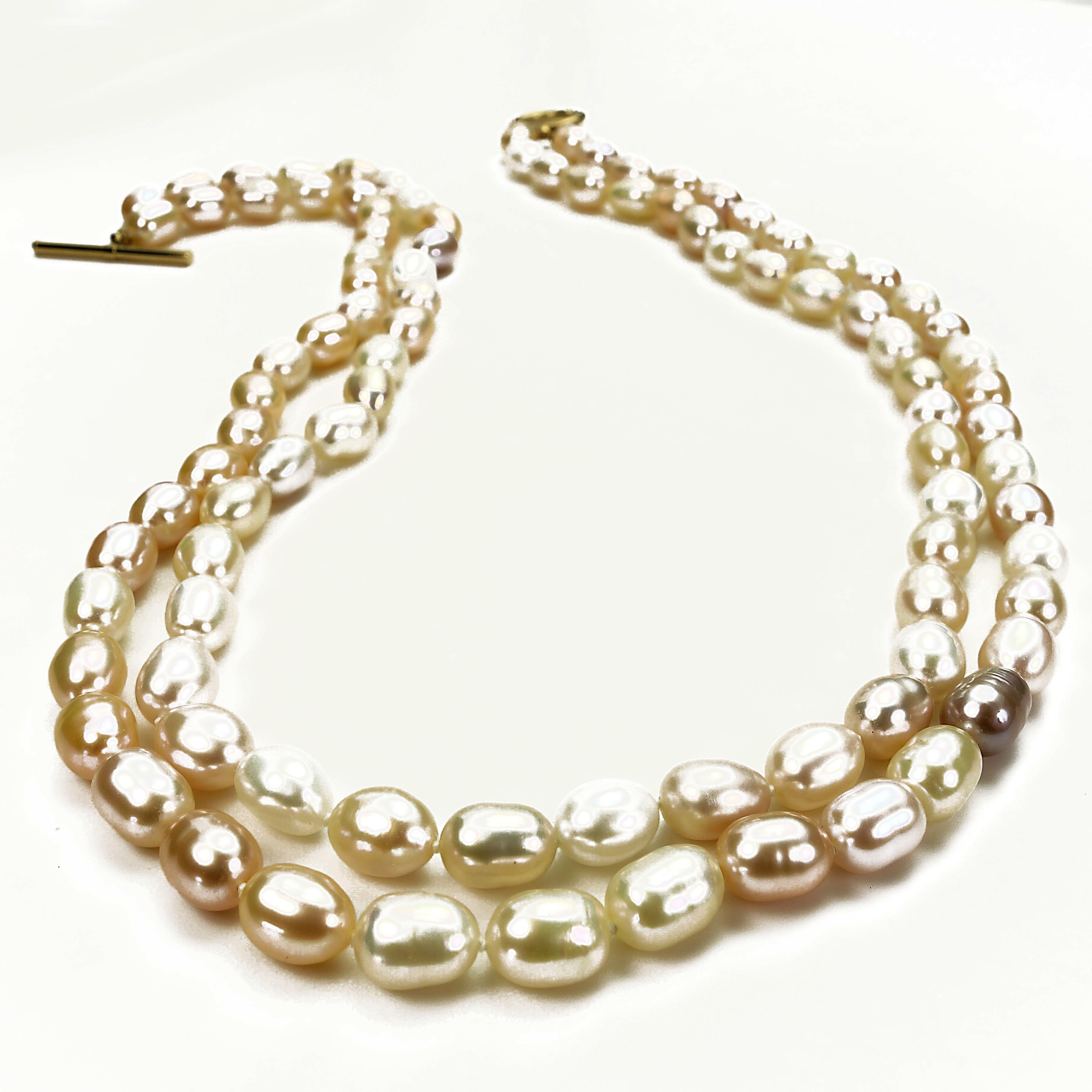 Artisan Gemjunky Double Strand Peach Color Freshwater Pearl Necklace