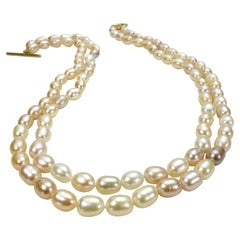 Gemjunky Double Strand Peach Color Freshwater Pearl Necklace