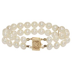 Double Strand Pearl Bracelet with 14K Gold Clasp