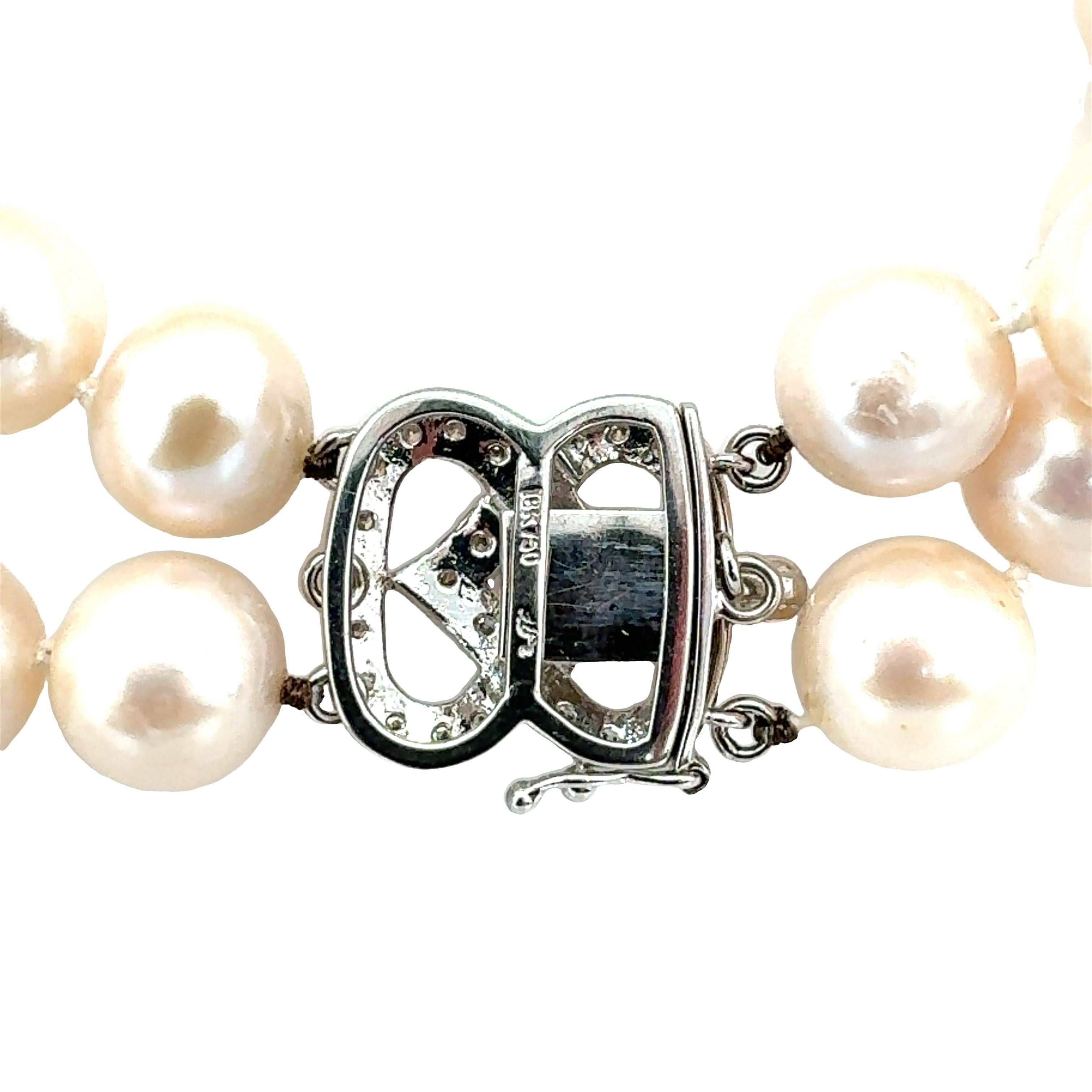 Taille ronde Collier de perles à double rang en vente