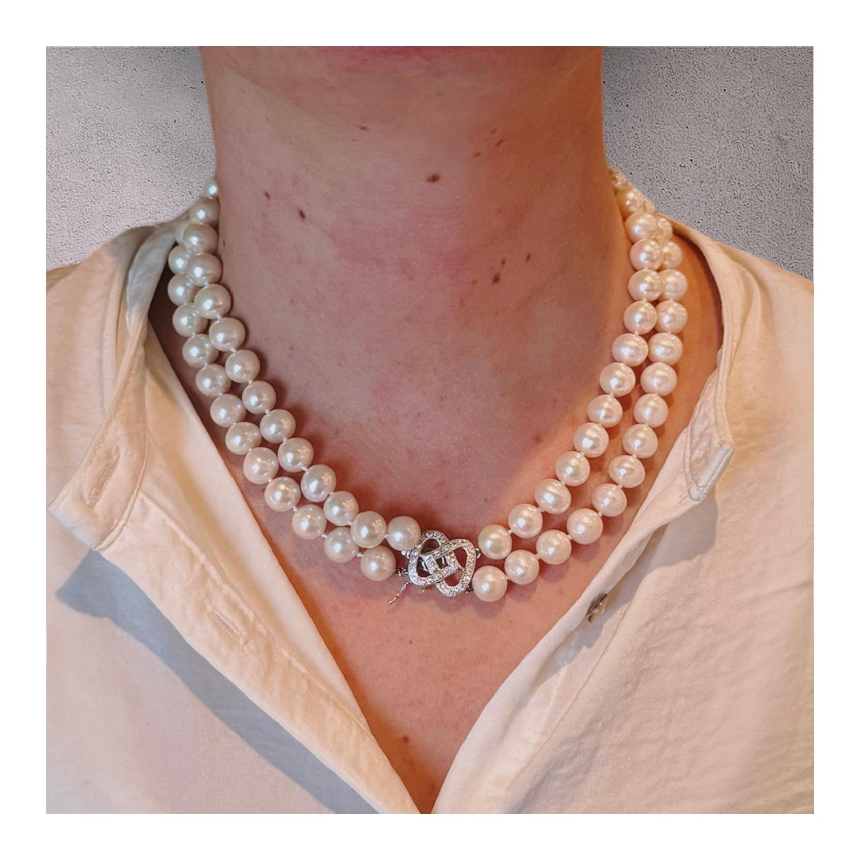 Double Strand Pearl Necklace In Good Condition For Sale In Beverly Hills, CA