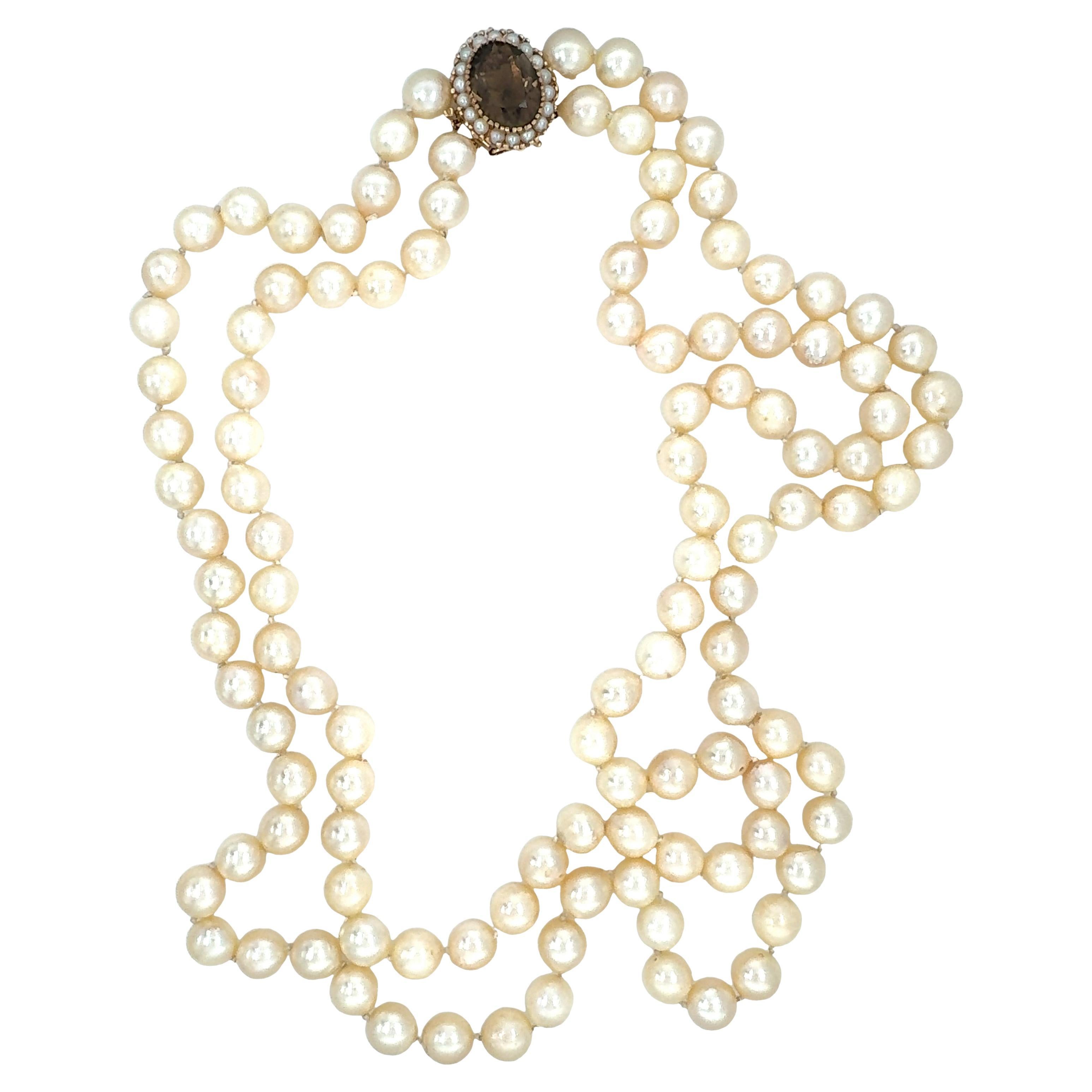 Double-Strand Pearl Necklace For Sale