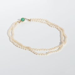 Double Strand Pearl Necklace with a 18k Gold Lock