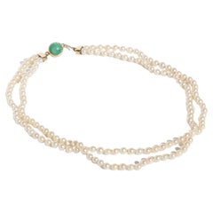 Double Strand Pearl Necklace with a 18k Gold Lock