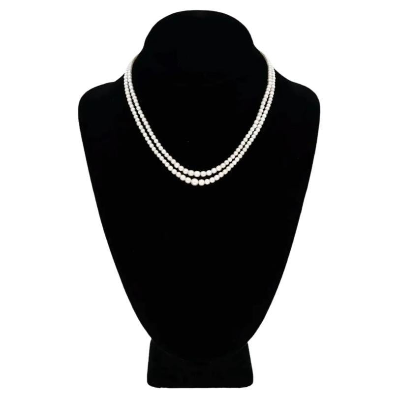 Double Strand Natural Pearl Saltwater Necklace With Certificate