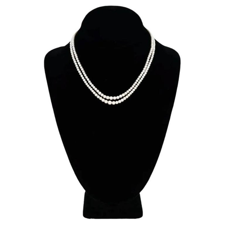 Double Strand Pearl Necklace With Certificate For Sale at 1stDibs
