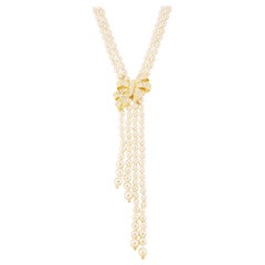 Double Strand Pearl Necklace with Detachable Bow Brooch by Nolan Miller, 1980s