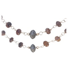 Double Strand Red Rutilated Quartz with Pave Diamonds Accents Necklace