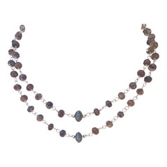 Collar de dos vueltas de cuarzo rojo rutilado con diamantes pavé
