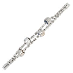 Double-Strand Rope Chain Bracelet, 10k Gold Diamond Accents Round Cut .20 Carat