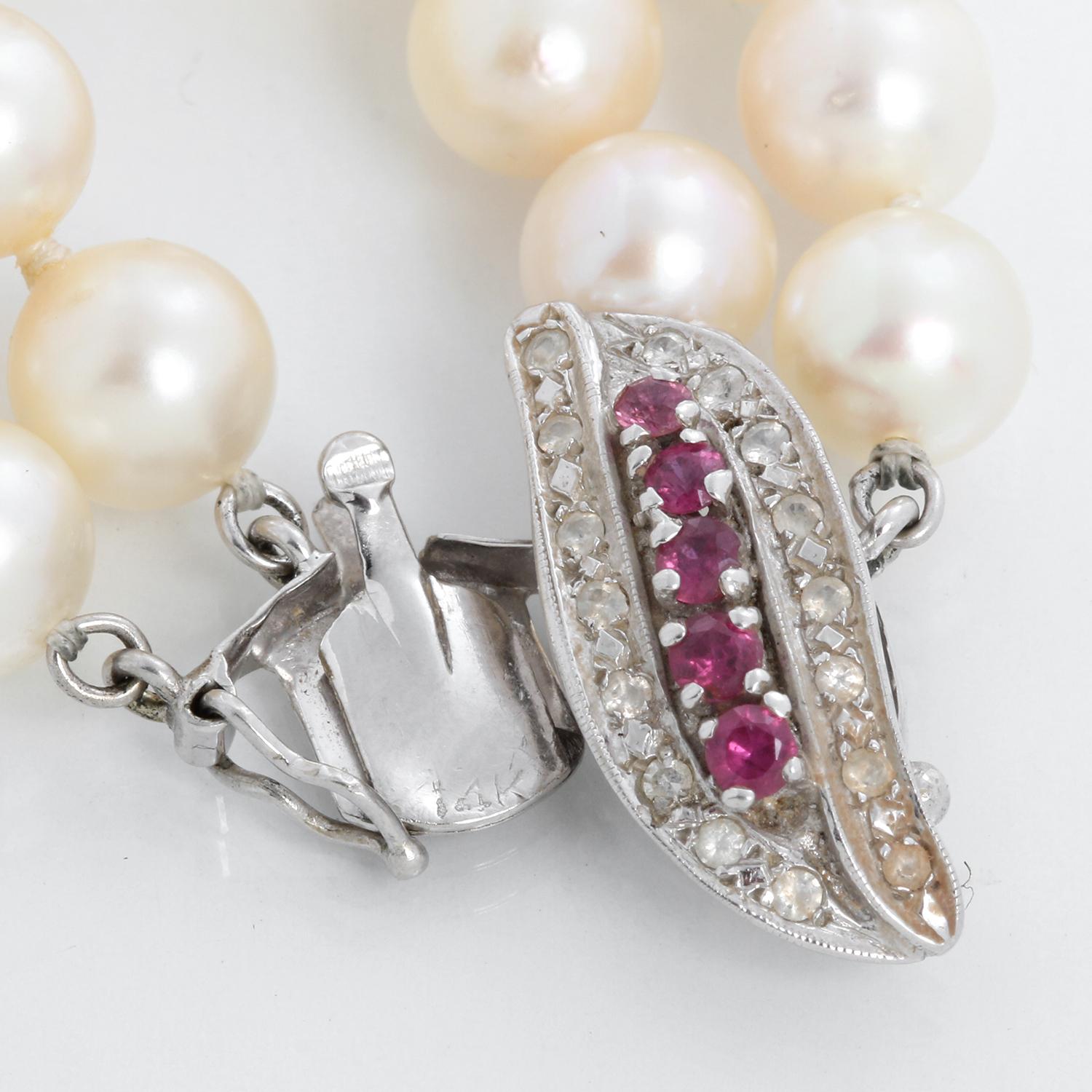 Double Strand Salt Water Pearl Necklace & Bracelet For Sale 1