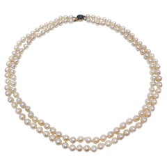 Double Strand Semi-Baroque Pearl Sapphire Necklace