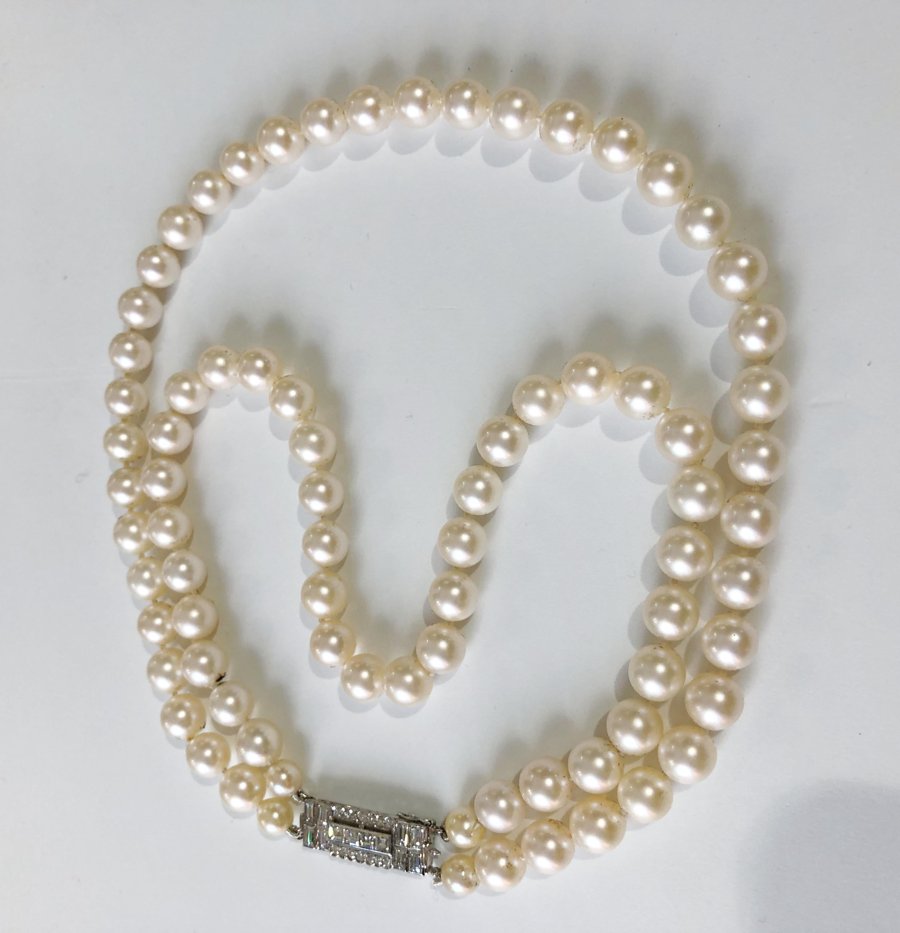 vintage double strand pearl necklace