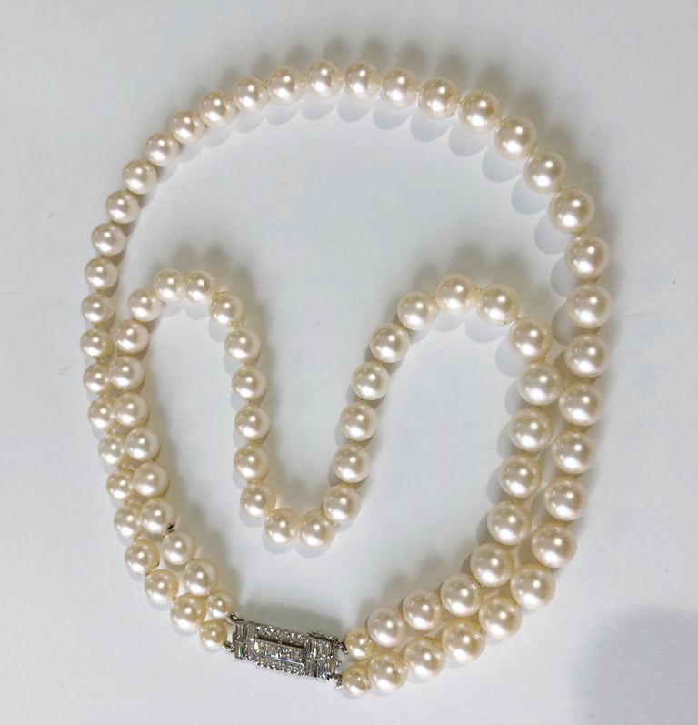 Double Stranded Pearl Necklace at 1stDibs | akoya pearl necklace