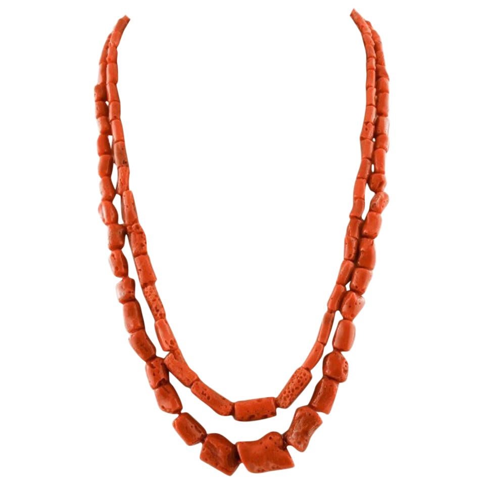 Double-Strands Coral Necklace For Sale