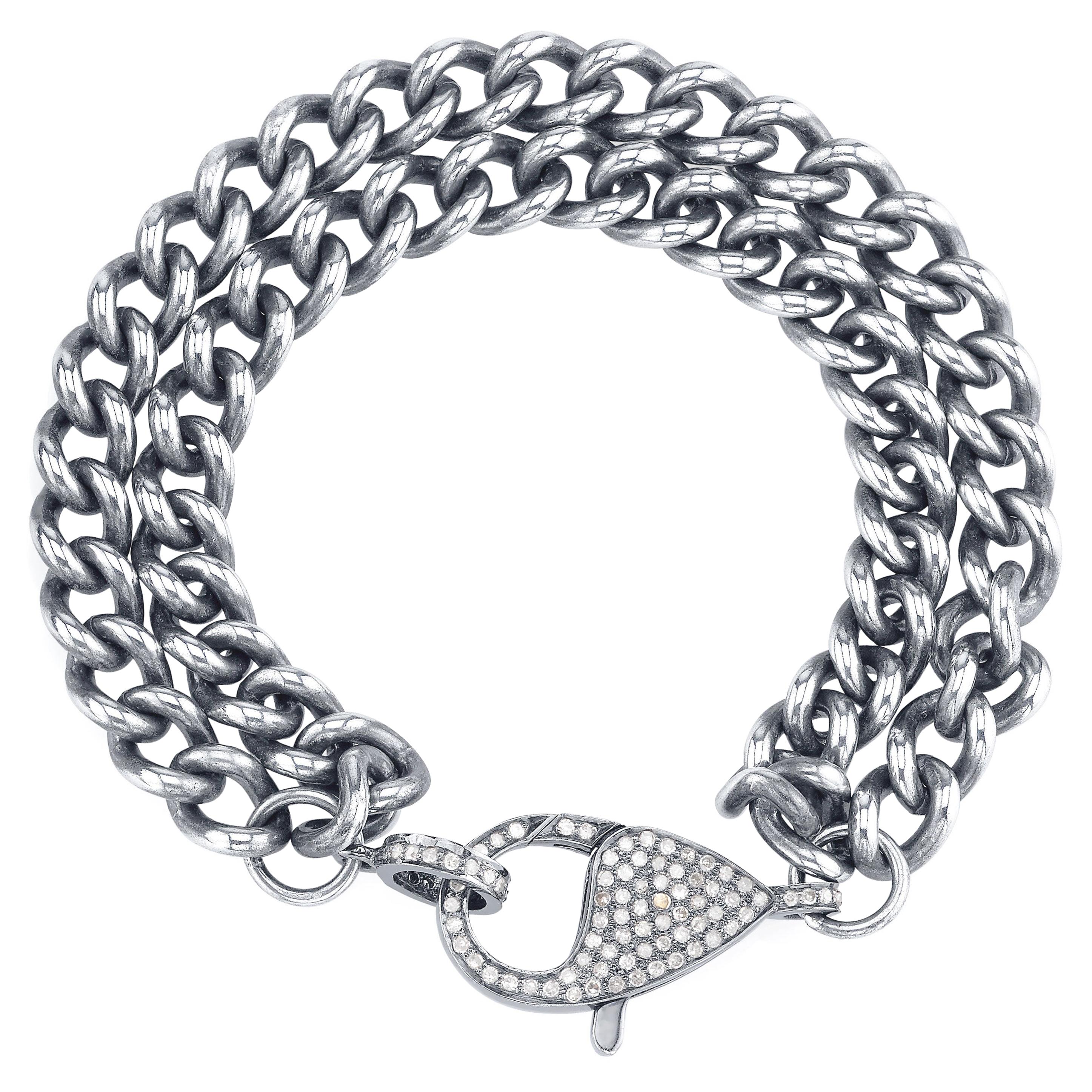 Double Strength Diamond and Chain Bracelet