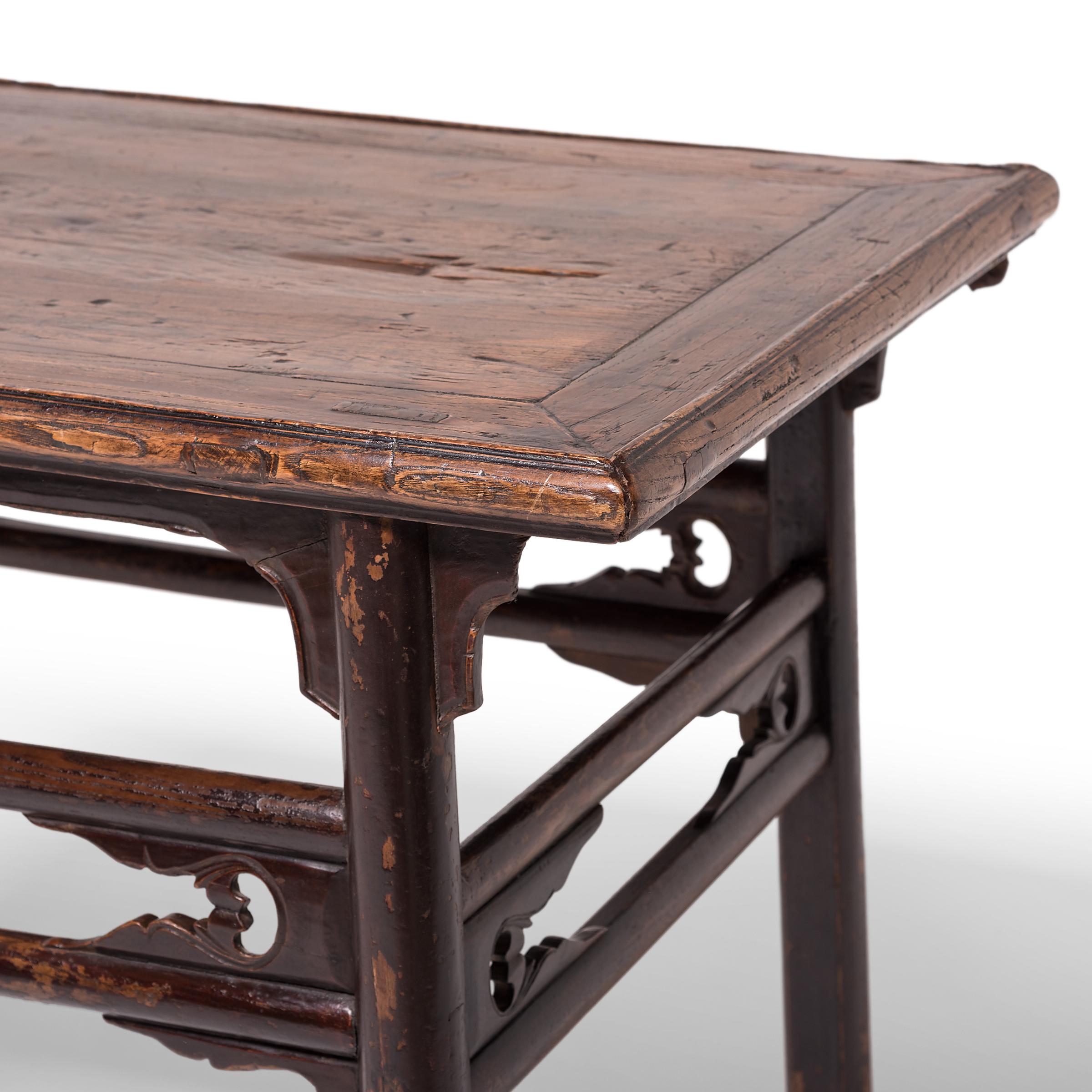 Lacquered Chinese Double Stretcher Wine Table, c. 1800 For Sale