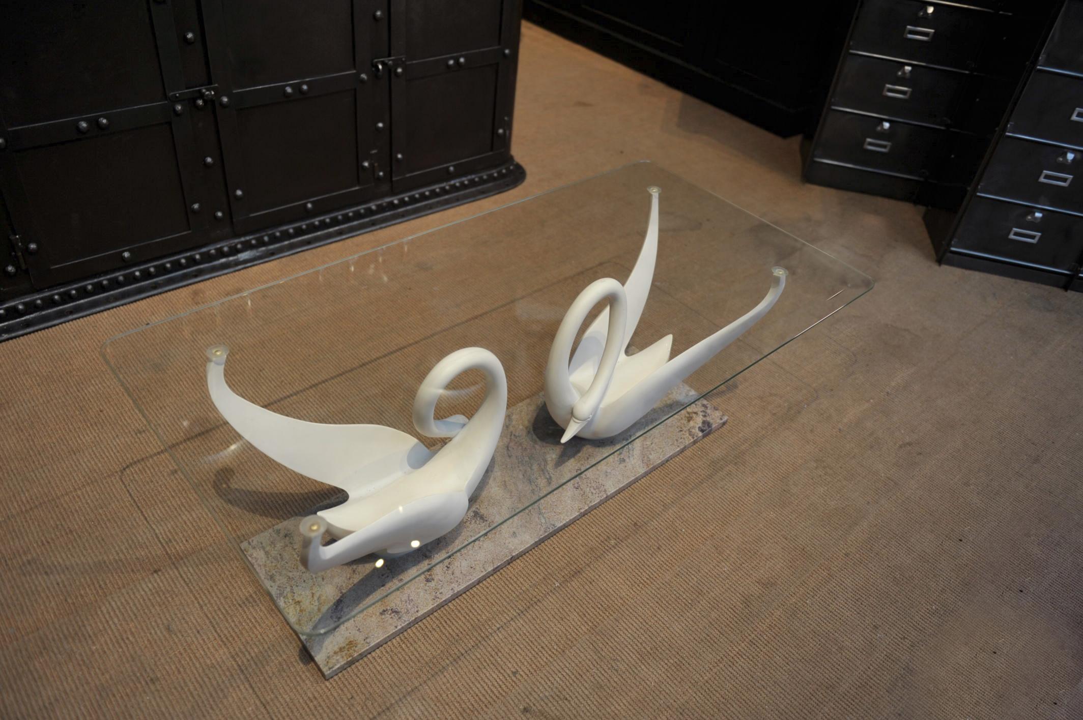 Double Swan Coffee Table by Maison Jansen, circa 1960 For Sale 1