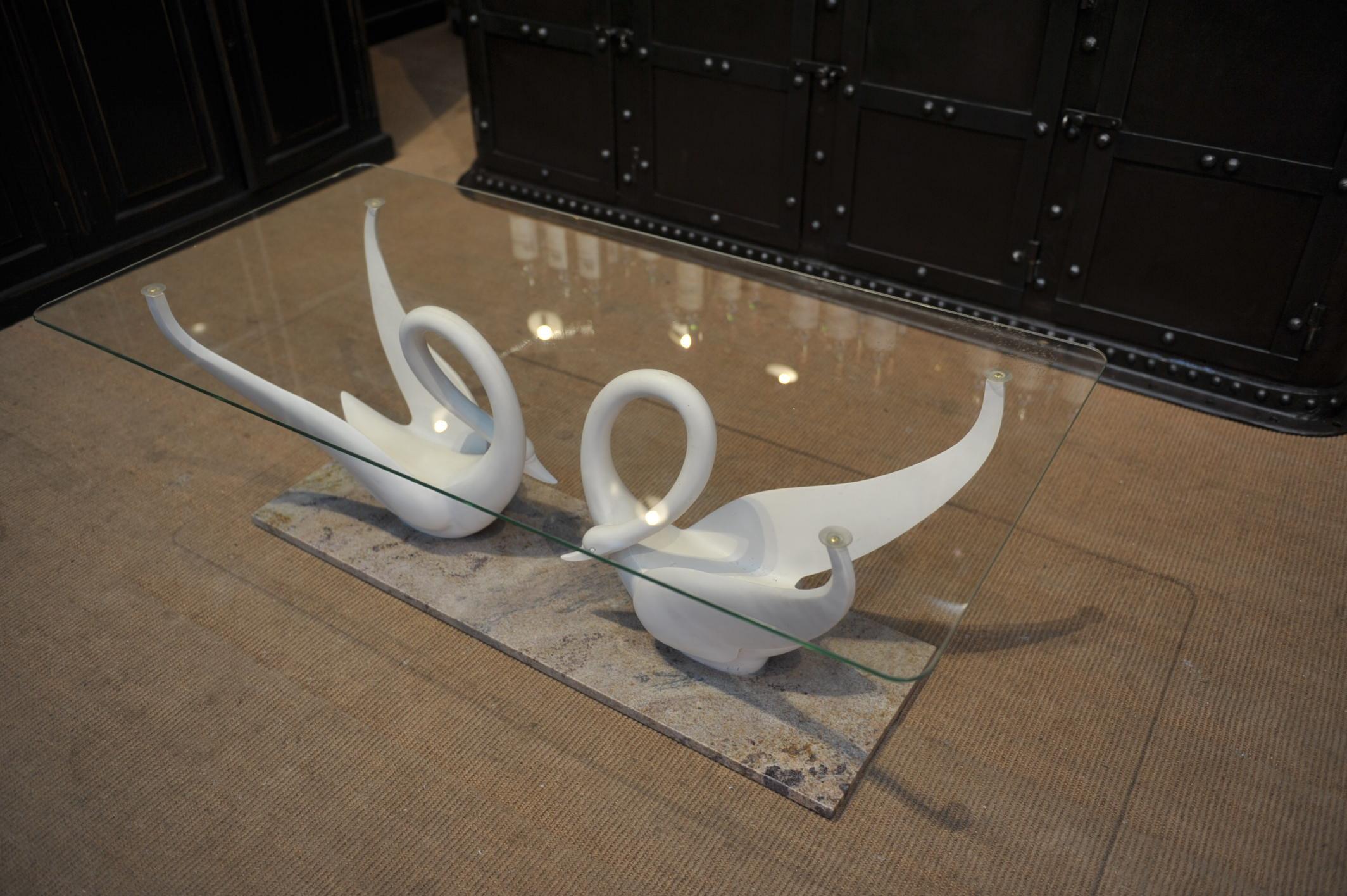 Double Swan Coffee Table by Maison Jansen, circa 1960 For Sale 2