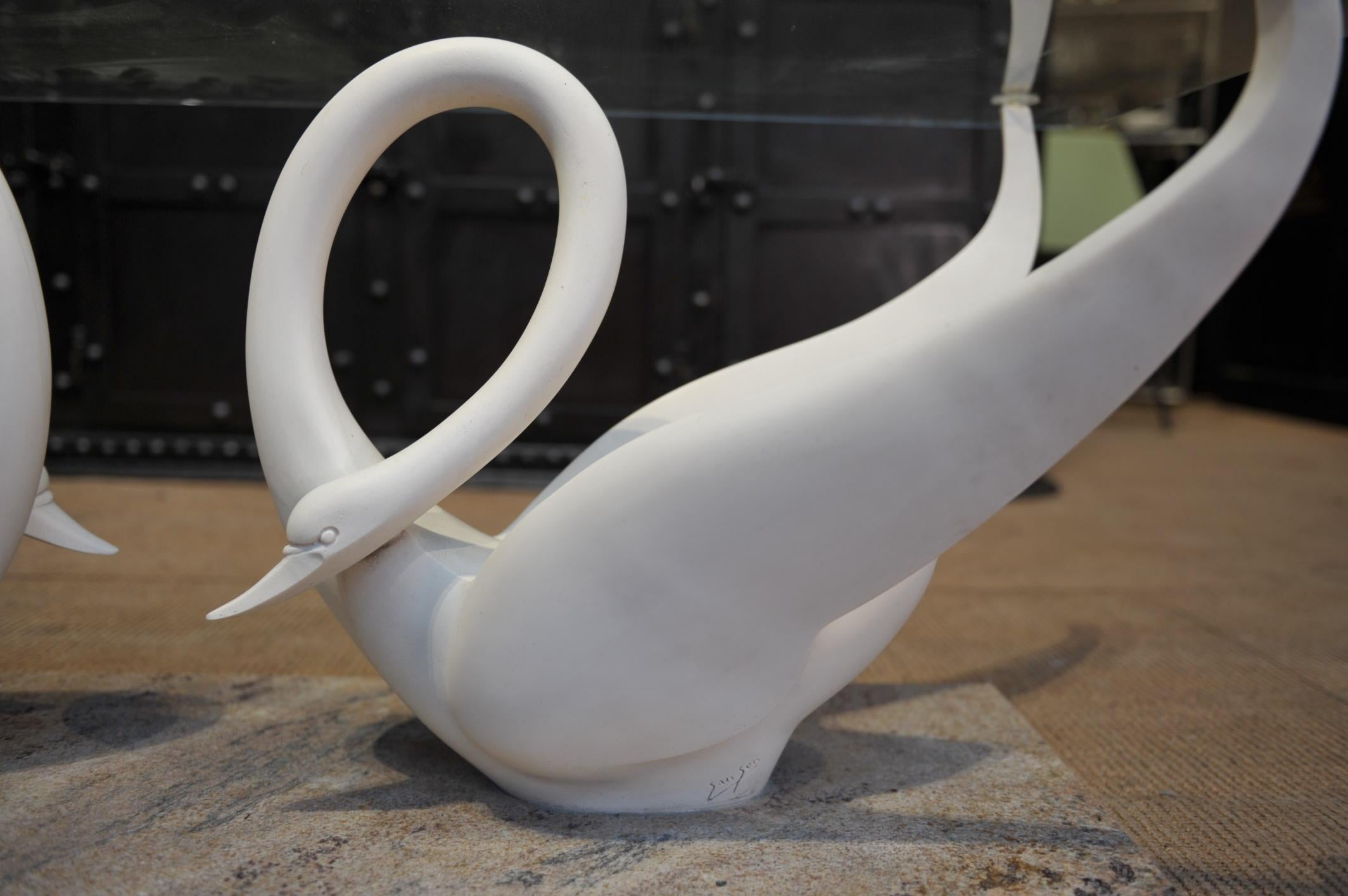 Double Swan Coffee Table by Maison Jansen, circa 1960 For Sale 4