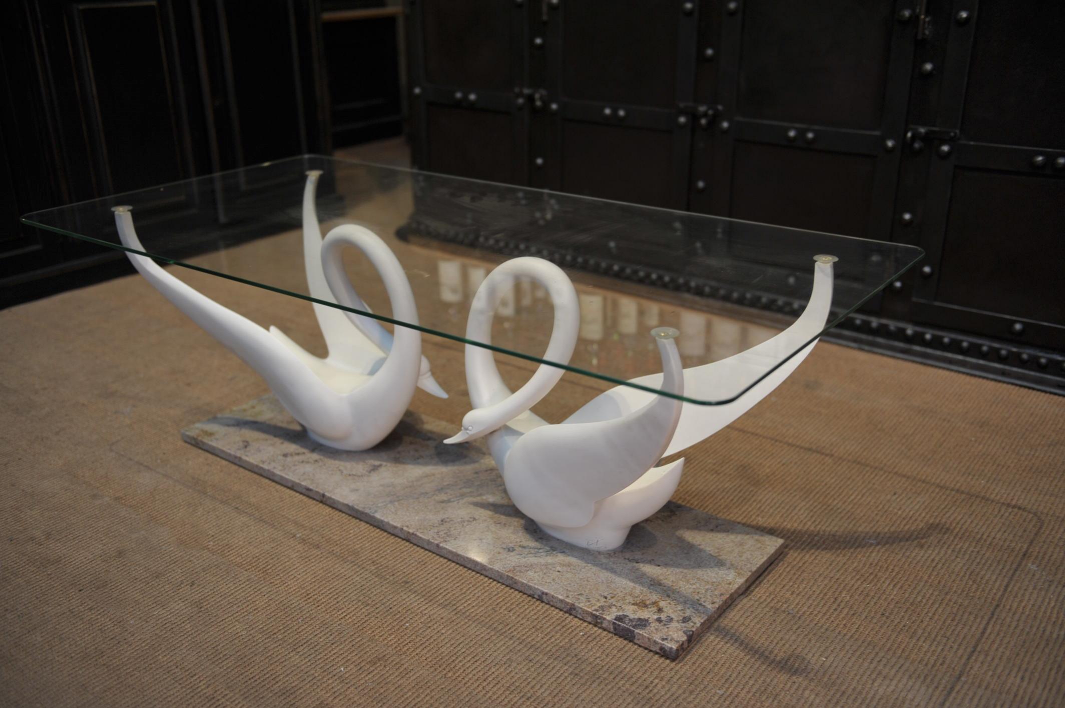 Double Swan Coffee Table by Maison Jansen, circa 1960 For Sale 6