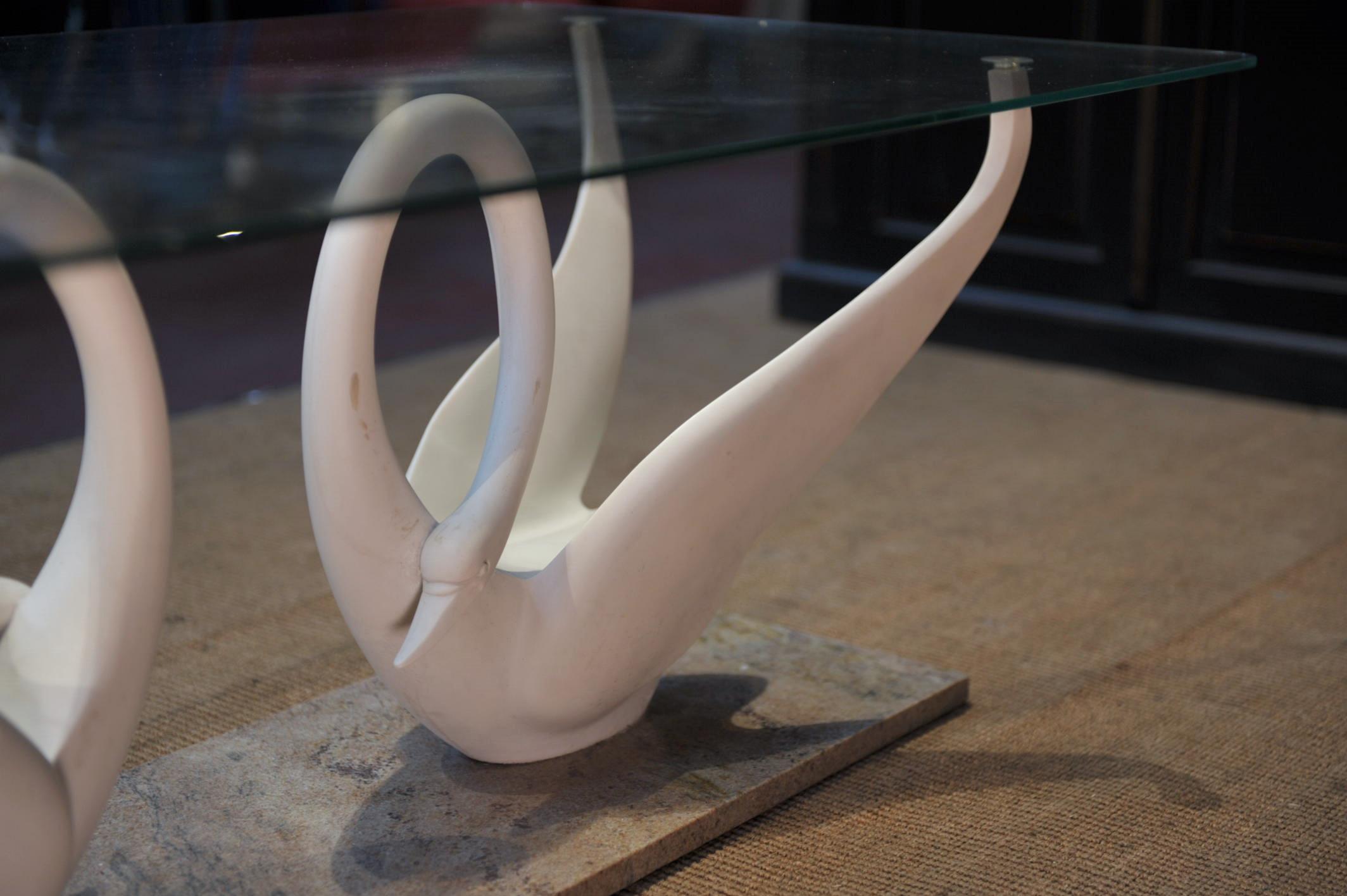 Composition Double Swan Coffee Table by Maison Jansen, circa 1960 For Sale