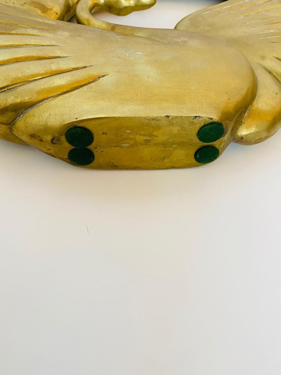 Double Swan Dolbi Cashier Vintage Brass Sculpture 1980s For Sale 2