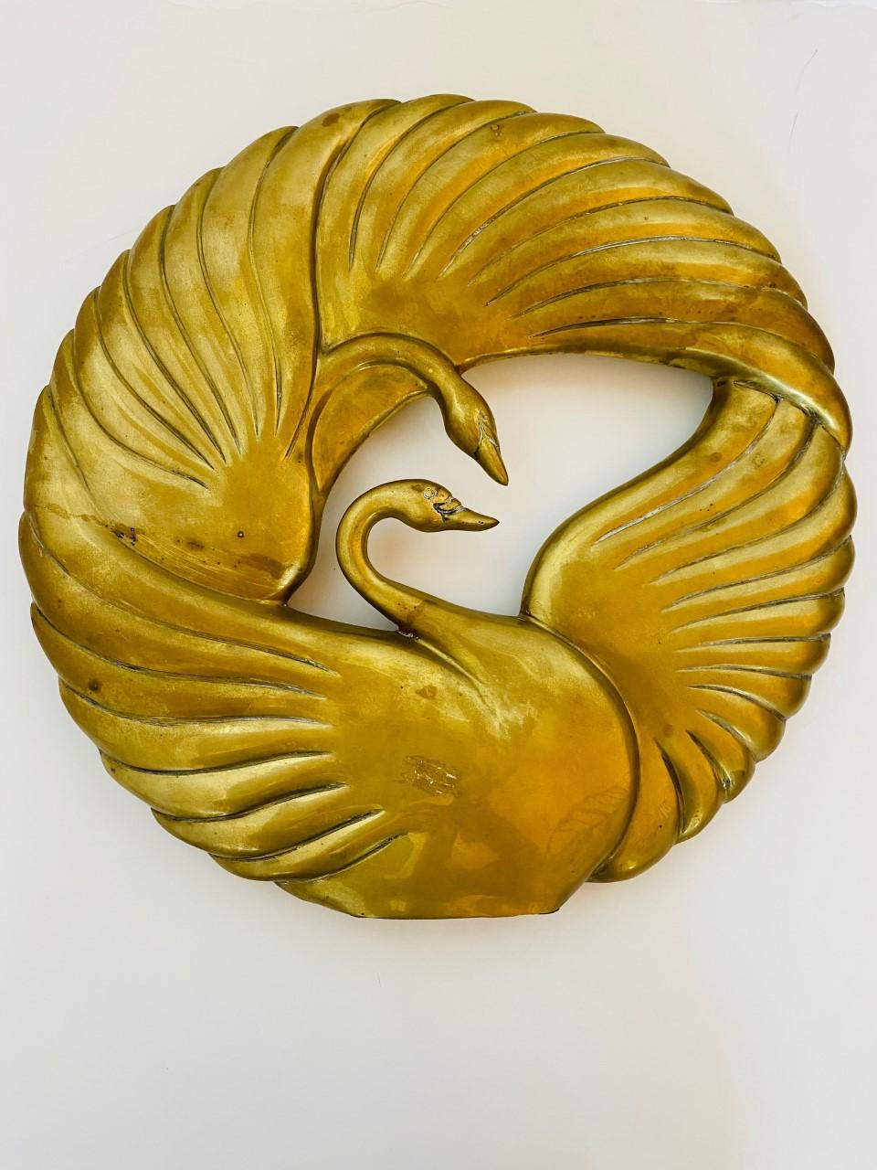 Double Swan Dolbi Cashier Vintage Brass Sculpture 1980s For Sale 4